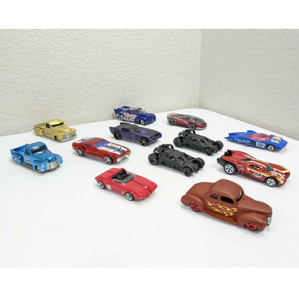 Hot Wheels Diecast Car Lot of 12 Batmobile Tumbler Chevy Pickup Trucks X-Raycers